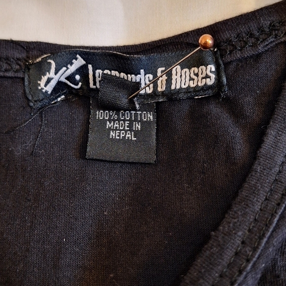 Leopards & Roses Sleeveless black cotton top t-shirt tunic XL - Picture 8 of 12